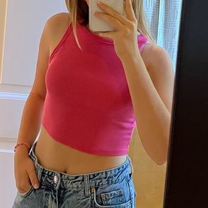 Pink Zara ribbed crop top💗🌸💝🐷